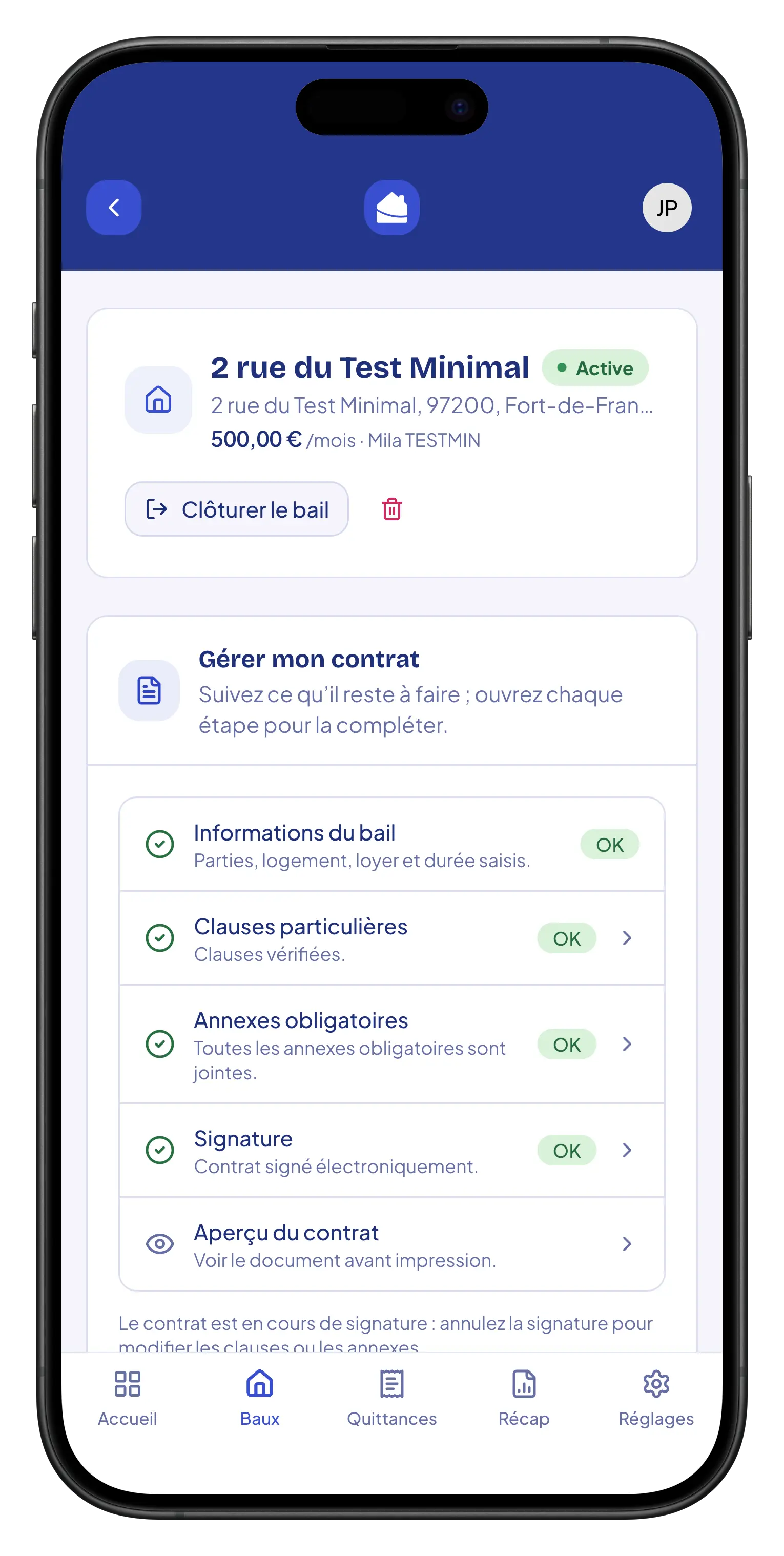 L'application Quittancia sur iPhone